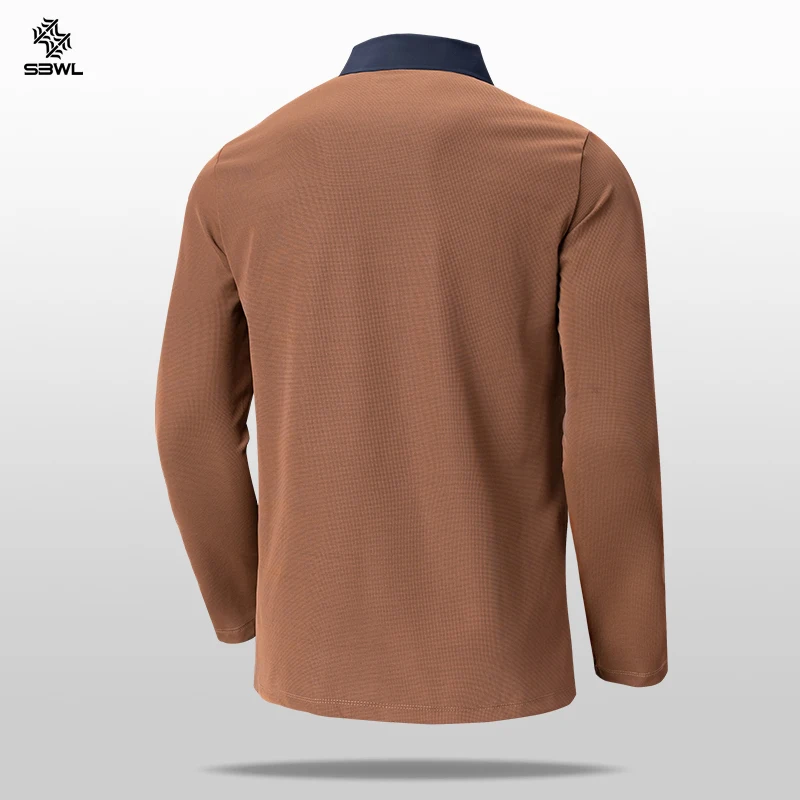 SBWL Autumn and winter fashion outdoor sports long sleeve stand collar T-shirt running fitness breathable base shirt Tops