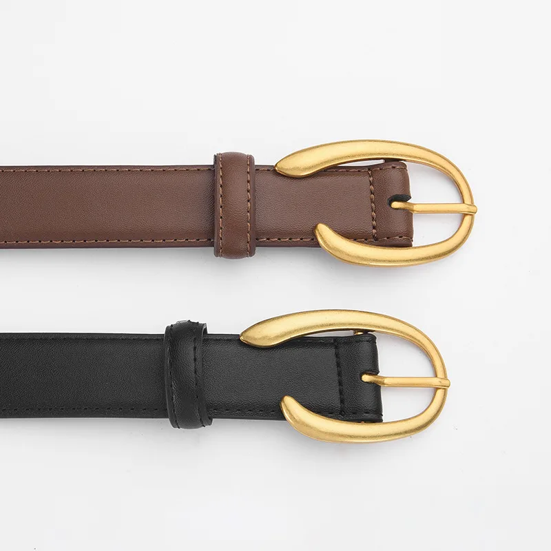 Women's belt with letter C buckle fashion jeans decoration, women's high-end leather light luxury belt