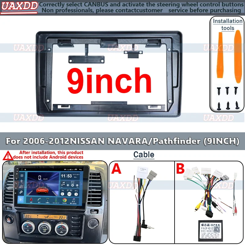 

Cadre dautoradio For Nissan NAVARA 2006-2012 9 inch kit tableau bord installation la console Facia adaptateur lunette canbus box