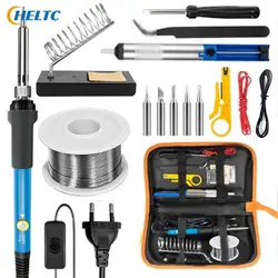 Kit de fer à souder avec température réglable, ensemble d'outils 15 en 1, prise UE, AU, UK, US, 220V, 60W, 1 jeu