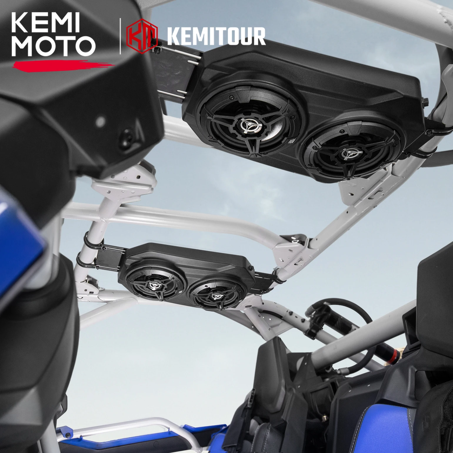 

UTV Bluetooth Sound System 6.5 Inch Speakers Fits 1.625-1.9" Roll Cages Compatible with Polaris RZR XP for Can-Am Maverick X3