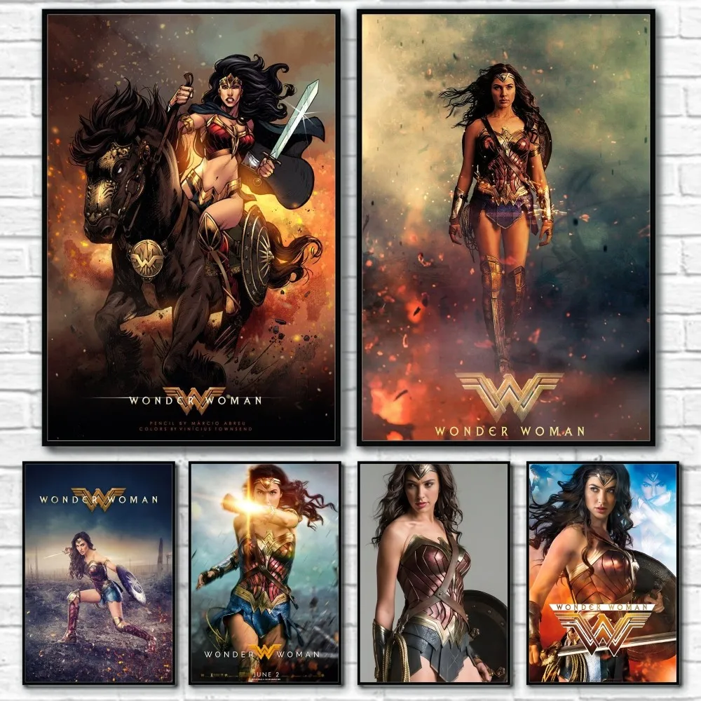 

W-Wonder W-Woman Classic Movie HD Poster Sticky Wall Art Printing Waterproof Home Living Bed Room Bar Aesthetic Decor