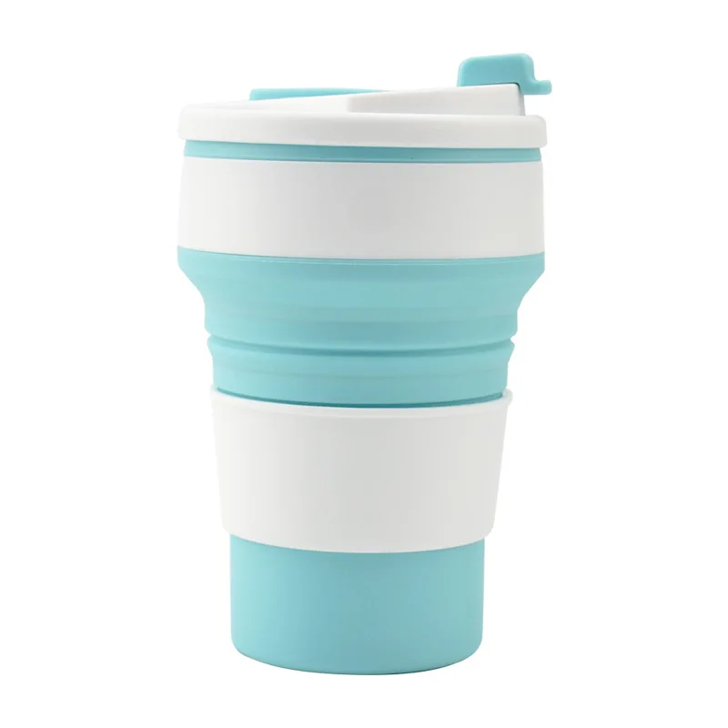 350ML/500ML Silicone Folding Cup Collapsible Mug With Cover Coffee Travel Outdoors Portable Water Drinking Tea Cups