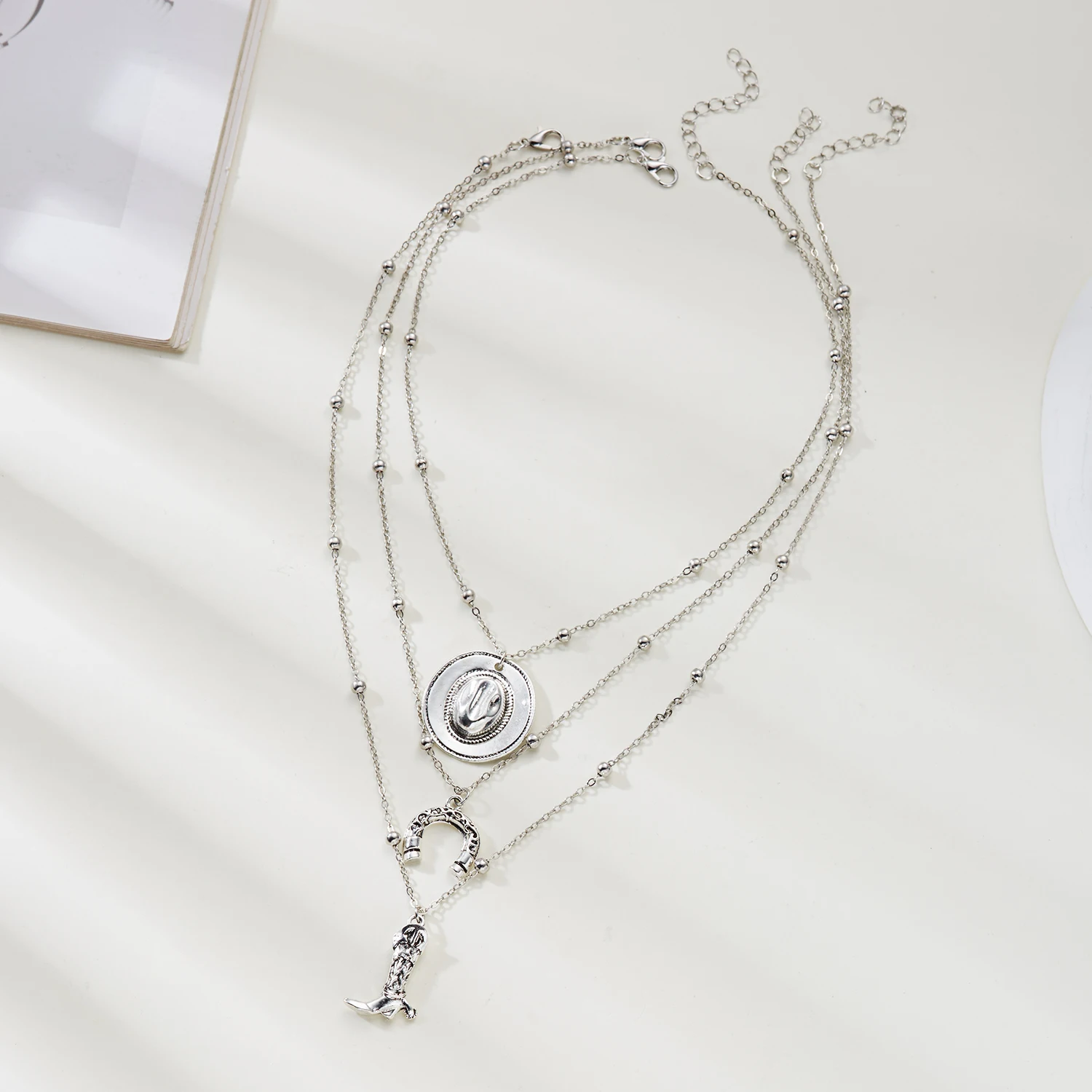 Vintage Blaue Stein Perlen Choker Halsketten Set für Frauen Böhmen Geometrie Bull Kopf Anhänger Halsketten Party Schmuck Geschenke – Detail 3