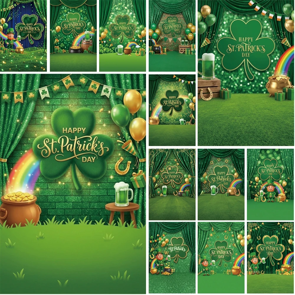 

MOON.QG St. Patrick's Day Decor Background Photography Green Rainbow Leprechaun Backdrop Festival Poster Accessories Photoshoot