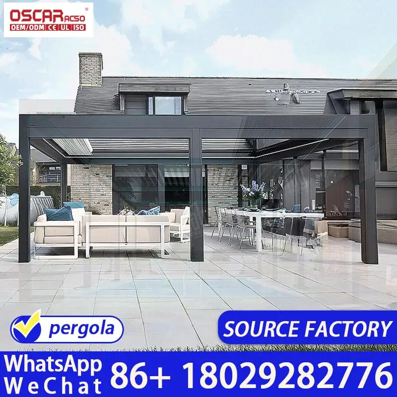 Outdoor Manufacturer Custom Design Garden Pergola Kit Black Galvanized Steel Frame Bracket Powder Coated Finish Backyard Patio D