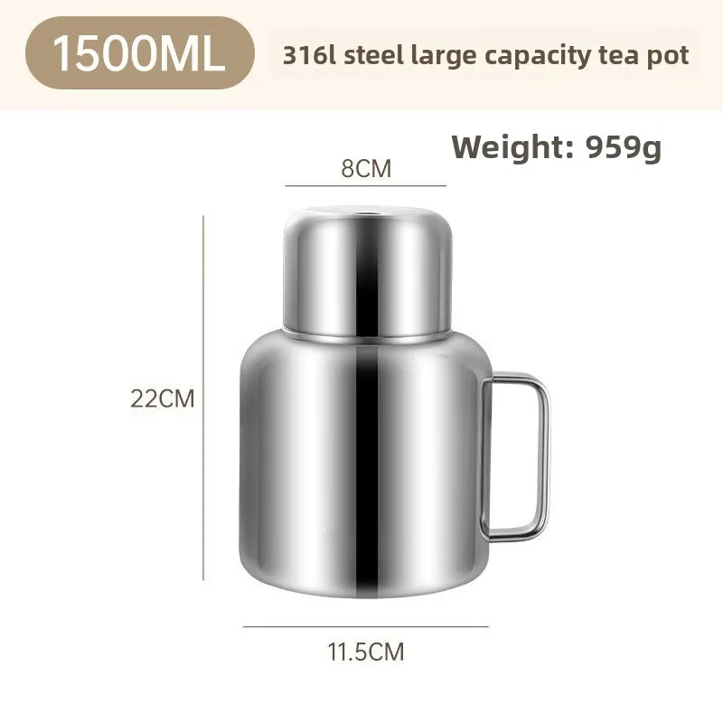 Portable 316L Stainless Steel Insulated Stew Teapot Large Capacity Thermal Water Jug For Outdoor Activity & Present