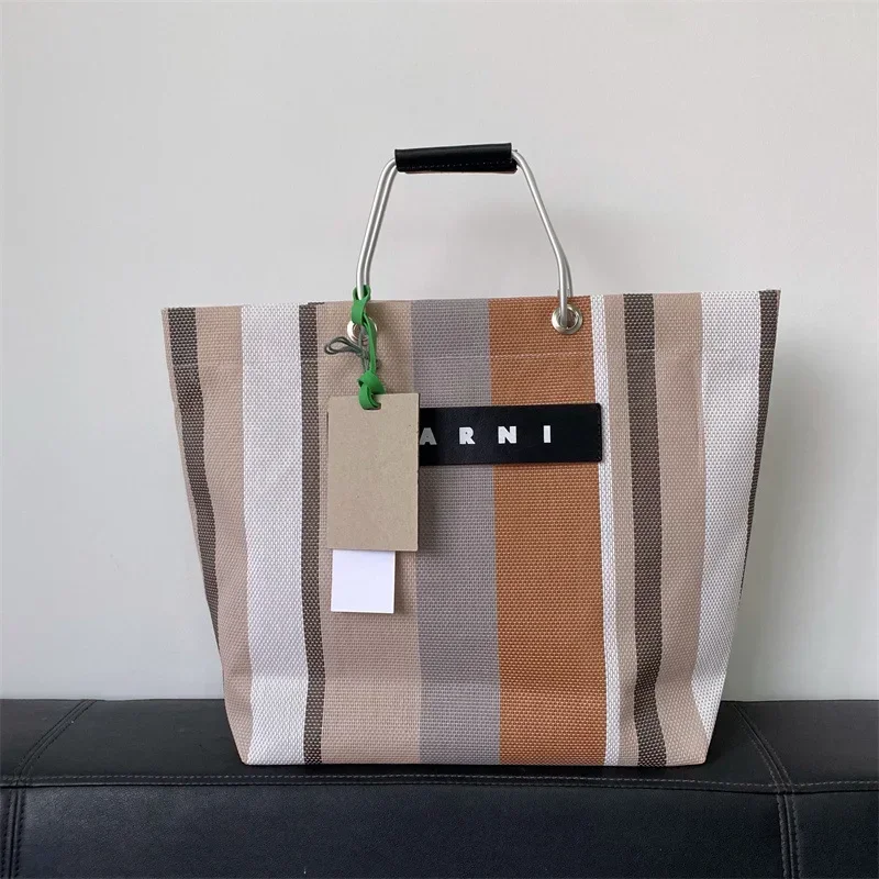 حقيبة ألومنيوم مضفرة حديثة - حقيبة تسوق قابلة للطي للجنسين، حامل بقالة منسوج مع مقابض مريحة