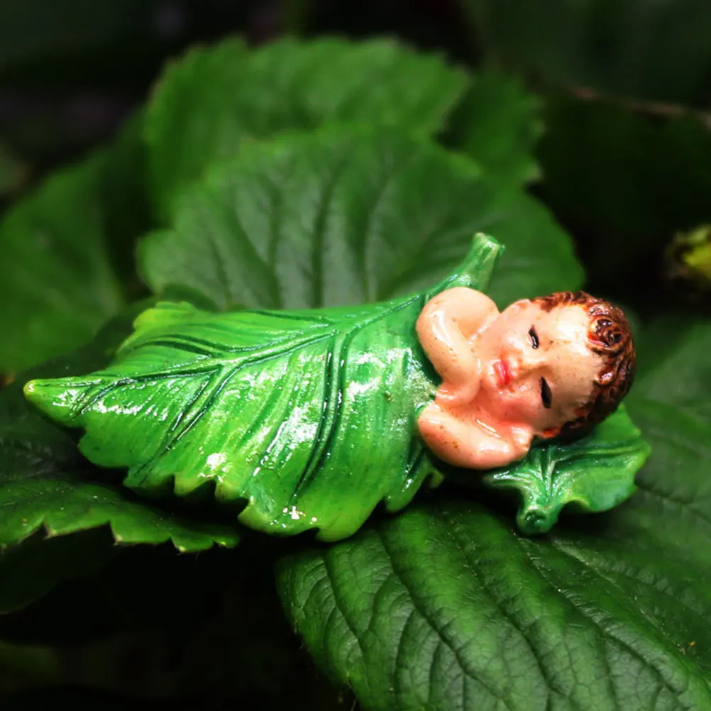 دائم الراتنج زهرة الجنية الطفل تمثال حديقة صغيرة في الهواء الطلق الحديقة زخرفة صغيرة الجنية الطفل النحت الديكور #5