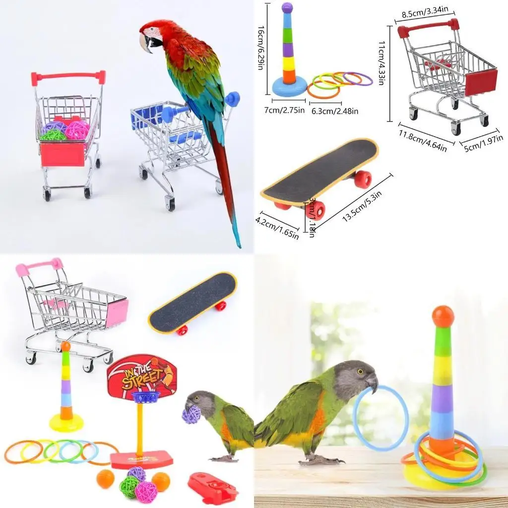 L9BE Bird Mini Trolley Basketball Stacking Rings Skateboard Stacking Toy