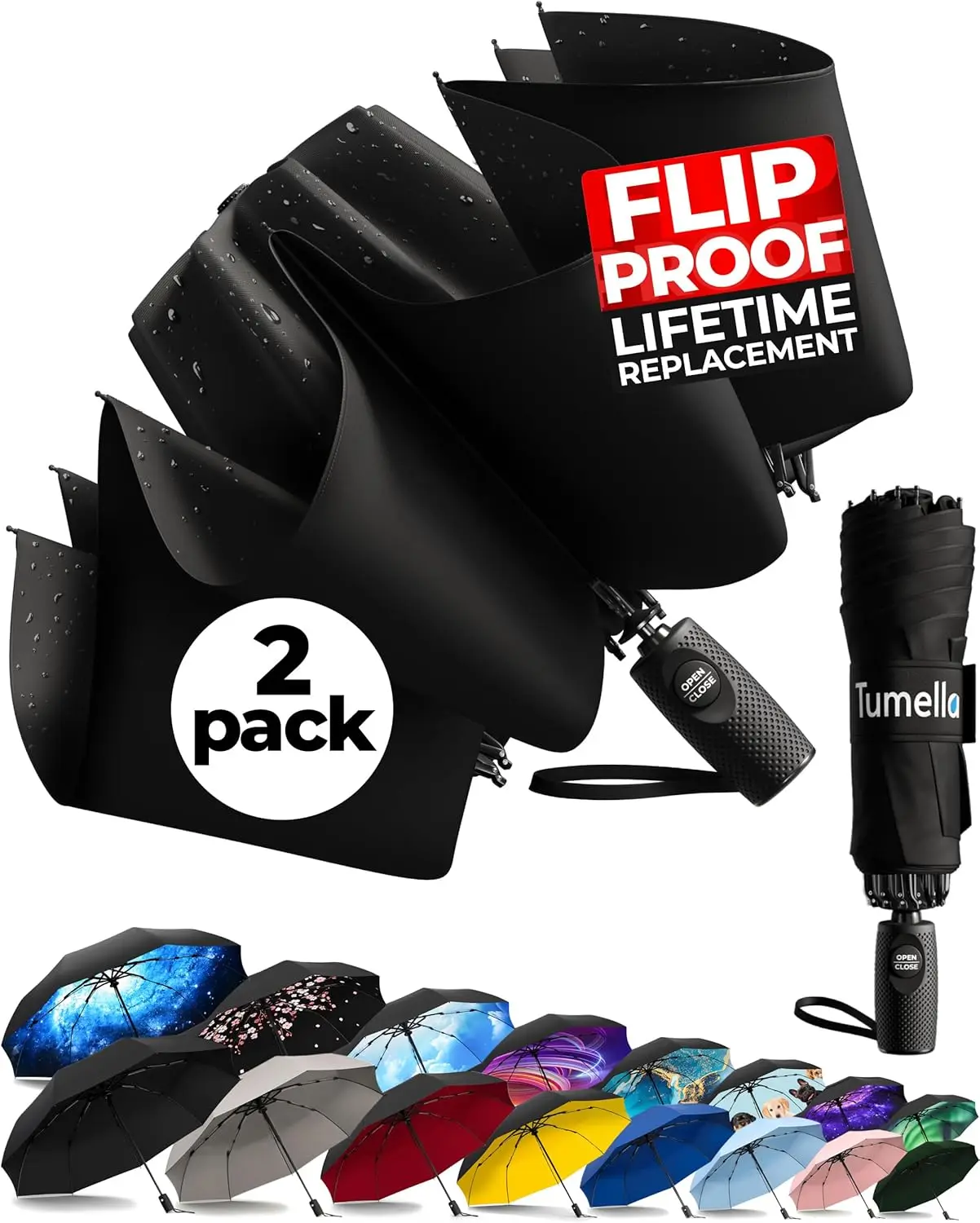 

Large Strong Light Portable Automatic Reverse Folding Rain Umbrella Windproof Durable Premium Grip Fits Car Backpack