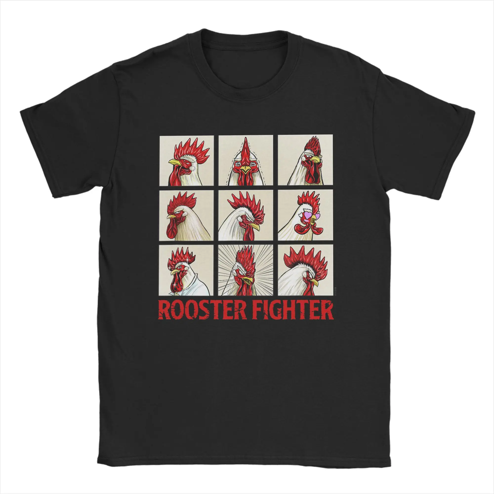 Rooster Fighter Expressions of Keiji Box Up Cotton T-Shirt For Men Summer  T Shirts O Neck Novelty Tees Oversize Casual Tops