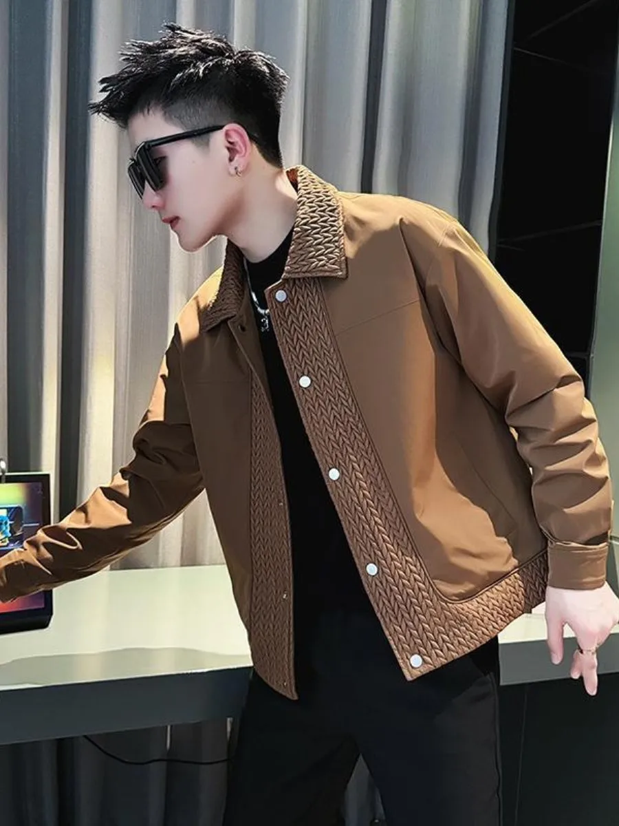 

Sli Patchwork ort Jaet Men's Spring Faion Brand Haome Turn-down Collar Top 2026 New Arrival Busin Casual Wear