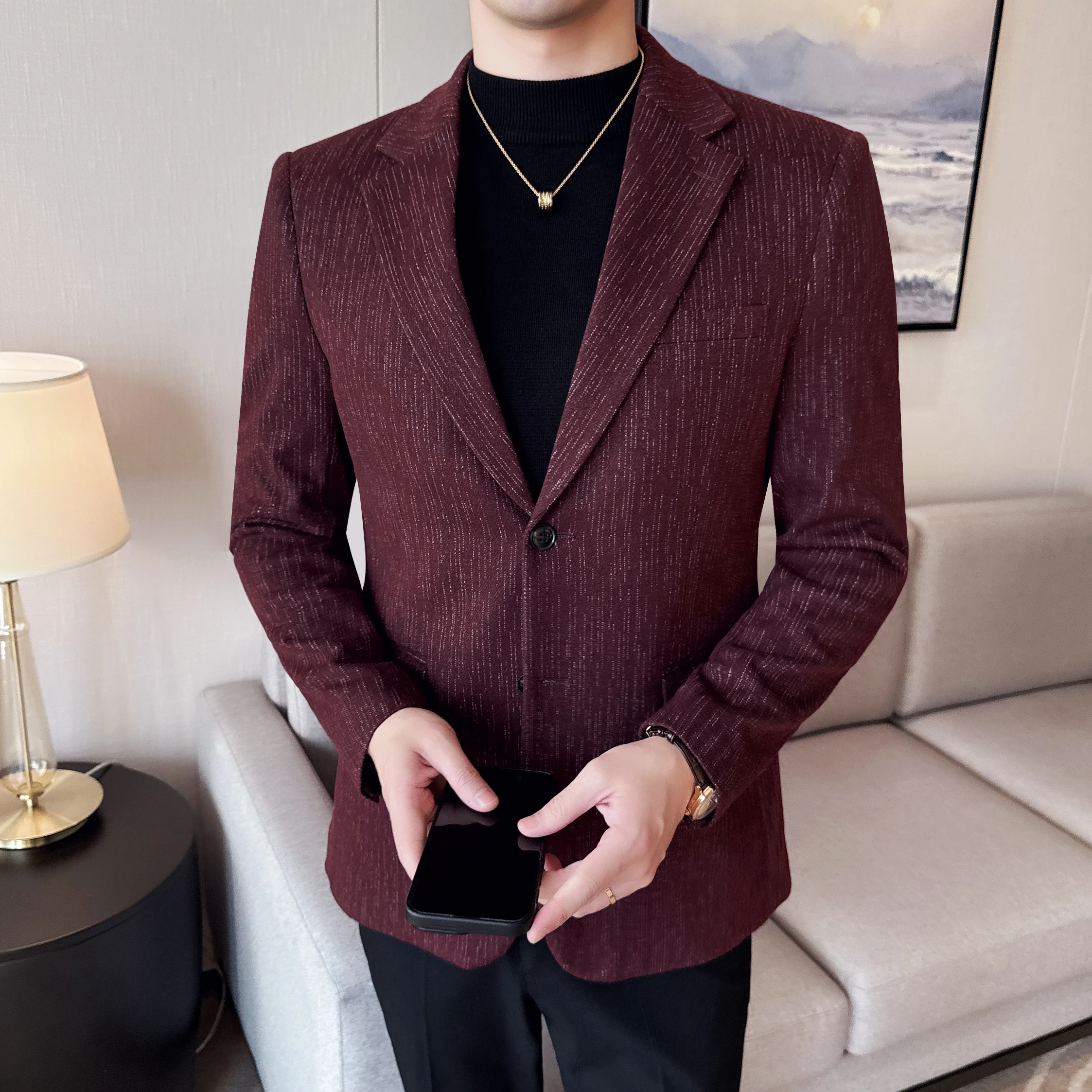 النمط البريطاني بدلة عمل سترة للرجال موضة سليم صالح عادية السترة Masculino مأدبة اجتماعية فستان الزفاف معاطف 5XL