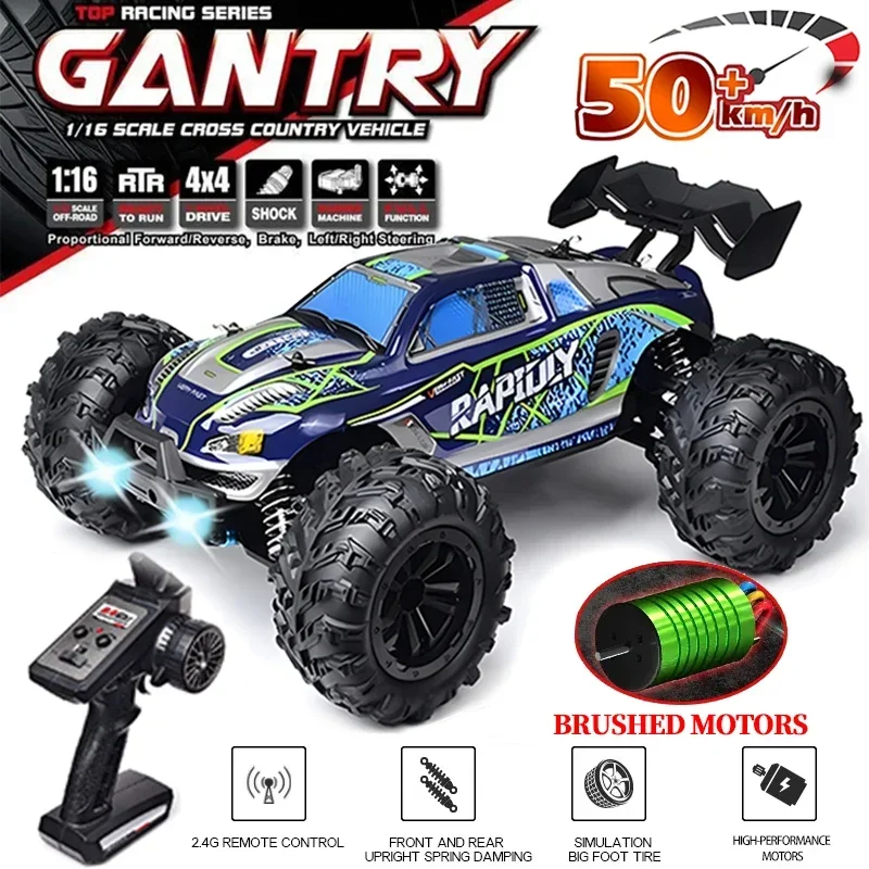 16101 1:16 50KM/H 4WD RC Car With LED Light 2.4G Remote Control Cars High Speed Drift Monster Truck for Kids vs Wltoys 144010