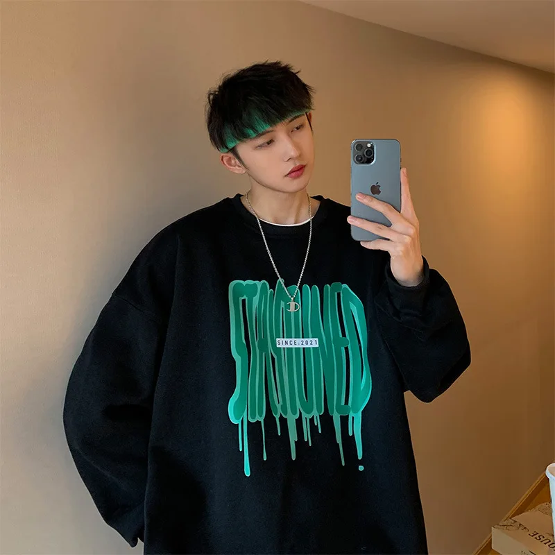 

Men's Sweater Spring and Autumn Pullover Clothes Autumn 2024 New Trend Design Sense Letter Print Long Sleeve Jacket