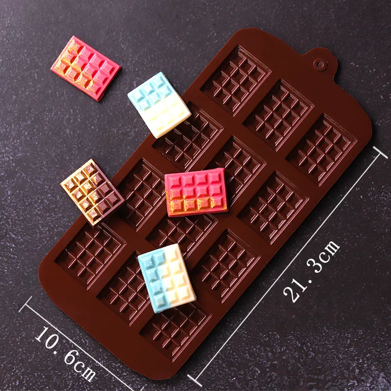 12 Girds Chocolate Silicone Mold Fondant Waffles Candy Cake Pastry Biscuit Making Tools Candle Soap Moulds Kitchen Supplies