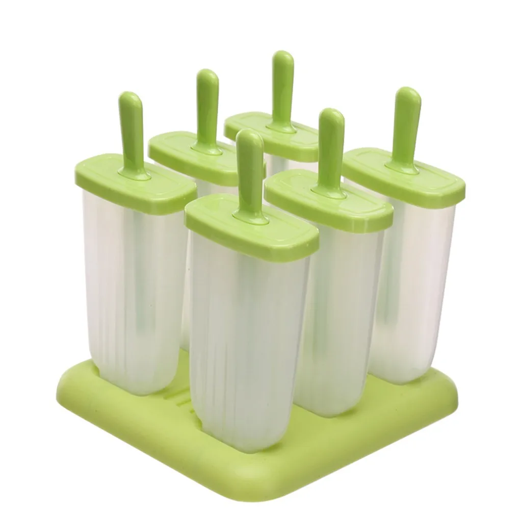 مجموعة قوالب الآيس كريم DIY - 6 قطع من صانعات الحلوى المصنوعة من السيليكون الخالية من مادة BPA مع غطاء وعصي المصاصة للعائلة المجمدة