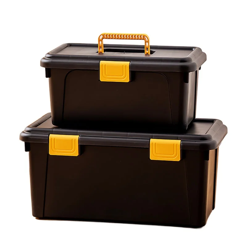Handheld Toolbox Multifunctional Double-layer Toolbox Portable Tough Build Tool Chest with Lid Large Plastic Storage Boxes