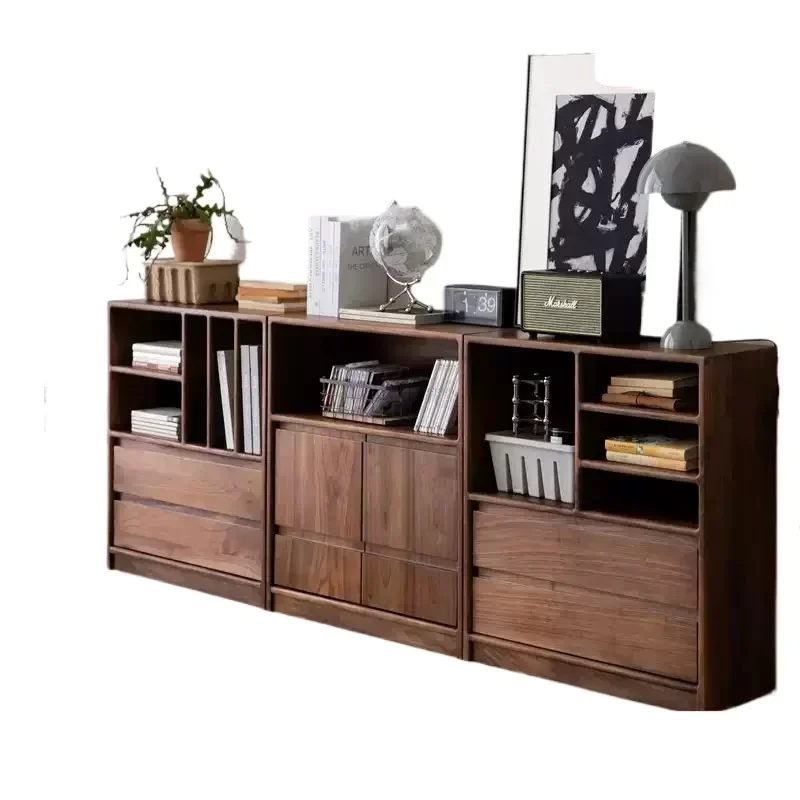 

North American Black Walnut Japanese Short Bookcase Bookshelf Storage Locker Side Cabinet Sofa Backrest