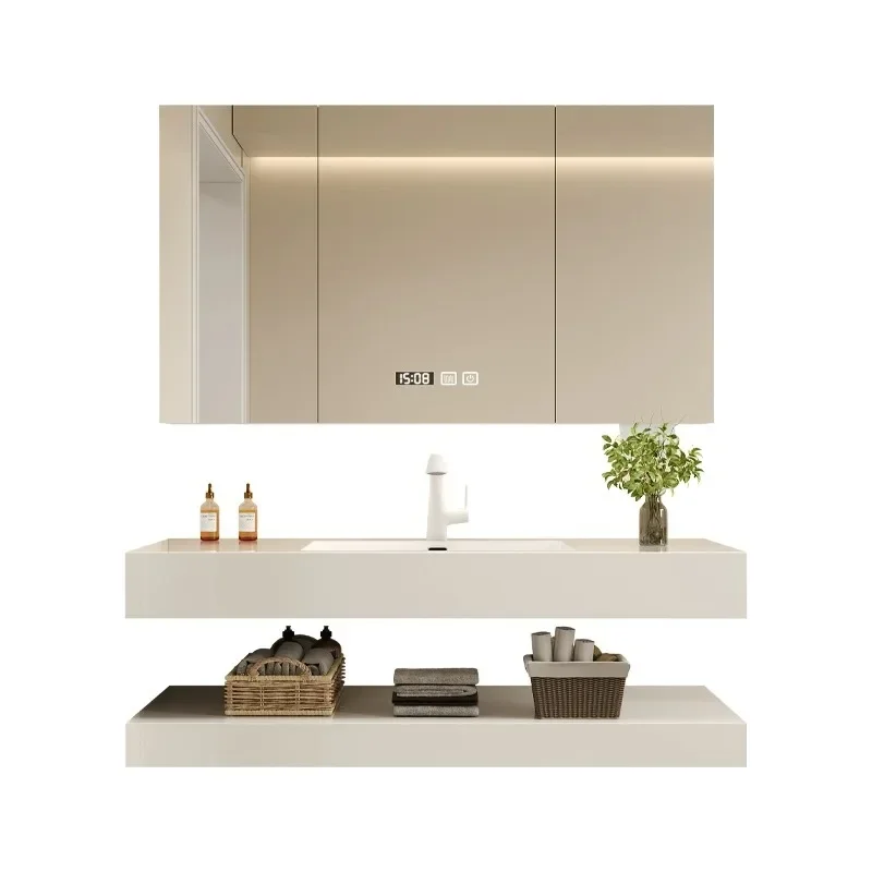 

Hotel style, double layer, seamless, bathroom cabinet, ceramic integrated basin, toilet, wash