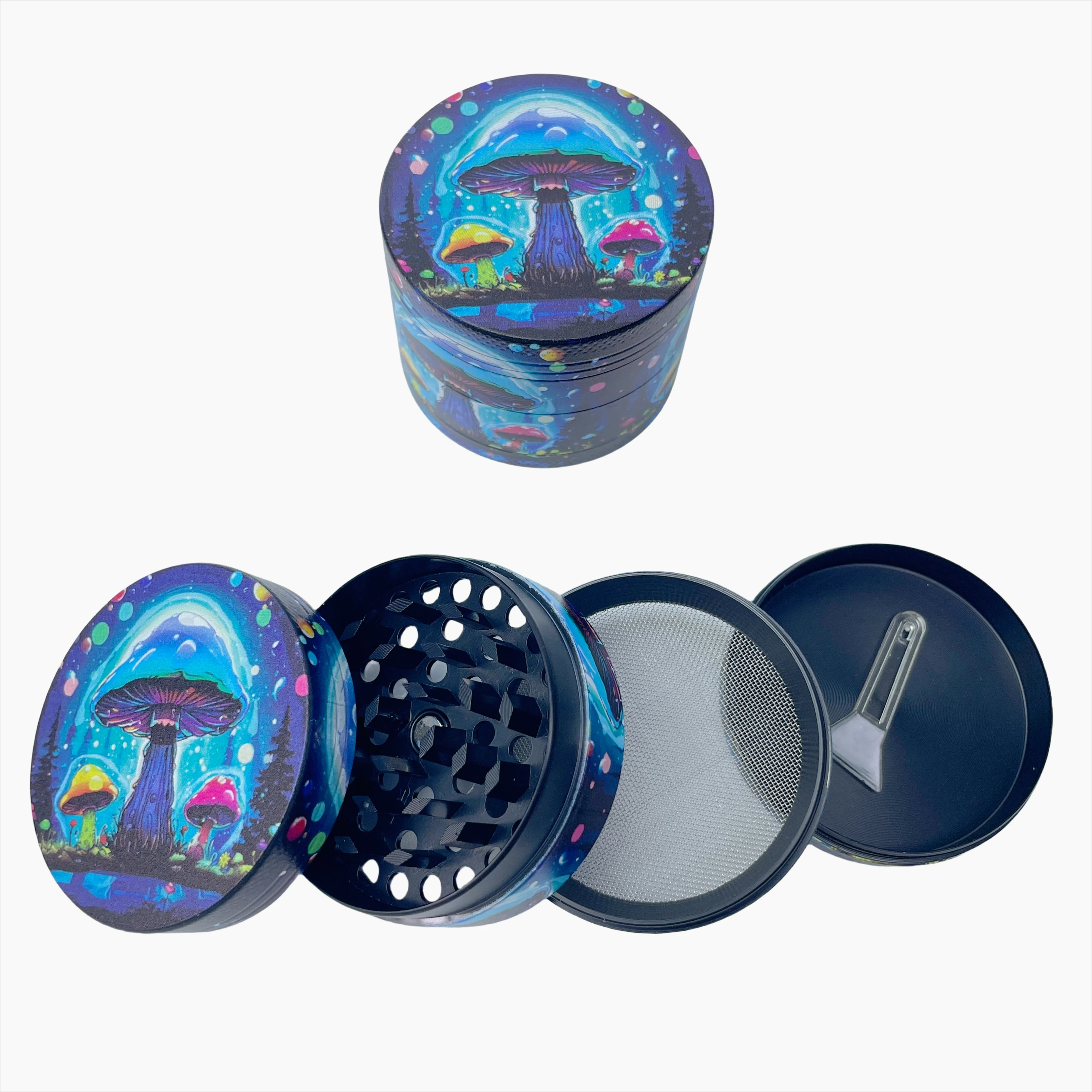 2inch Cartoon Mushroom World Metal  Herb Grinder