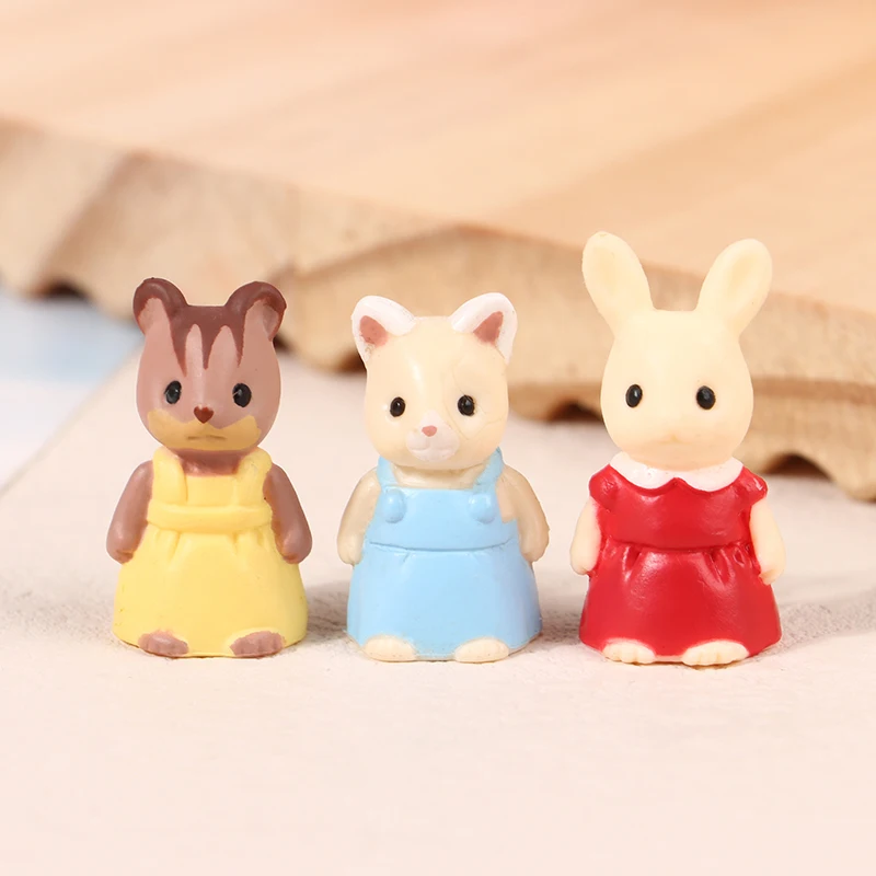 1PC Cute Forest Family Mini Bunny/Squirrel/Cat Animal Doll Toys Garden Scene Decorative Toy Play House Accessories Prop Toy