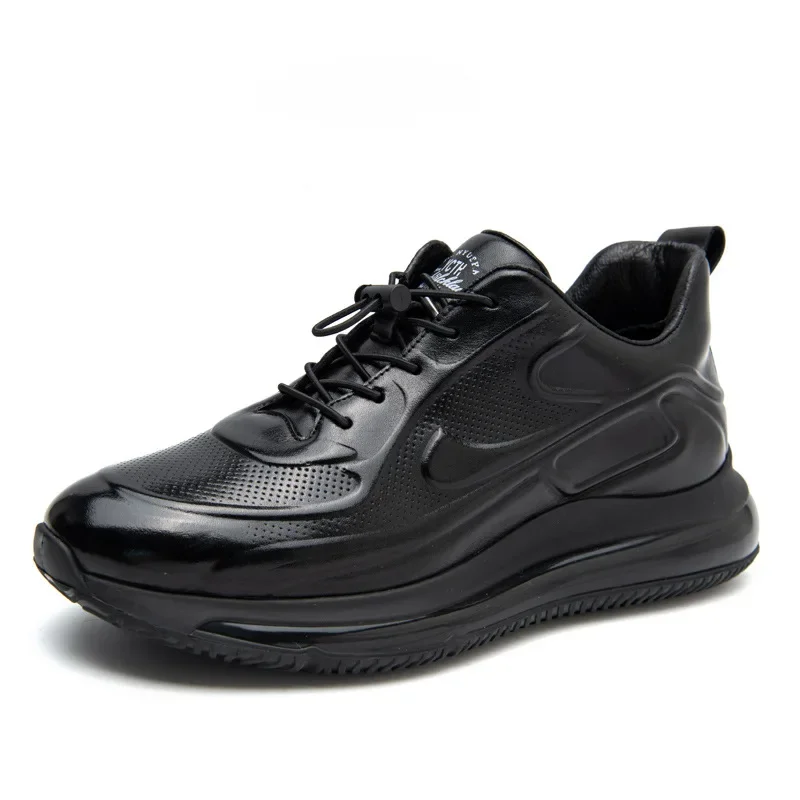 New Men\'s Sneakers Spring and Autumn Sports Genuine Leather Men Shoes Youth Running Comfortable Thick Sole Shoes Male