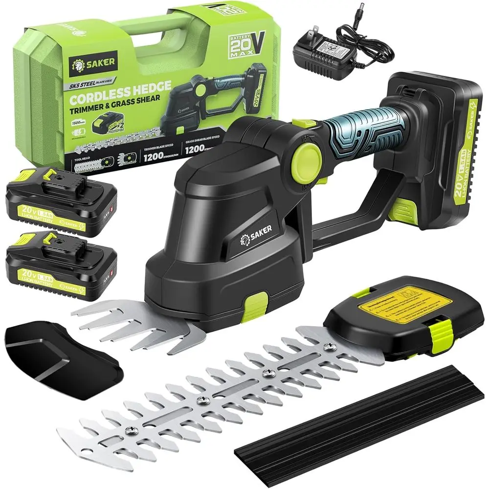 

20V Electric Shrub Trimmer - Handheld Grass Cutter with 2 Rechargeable Batteries for Lawn and Garden Maintenance