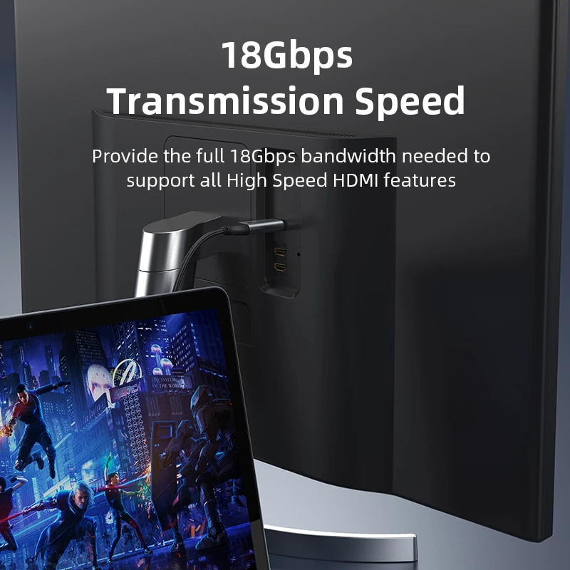 CABLETIME USB C HDMI-compatible Cable 4K 60Hz Type C to HDMI Thunderbolt 3 for Samsung Huawei Book pro C029