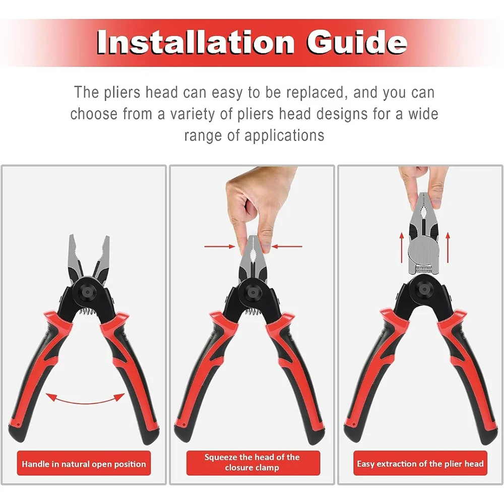 5 in 1 Multi-tool Pliers Set Quick Change Plier Head Set With Wire Cutters Scissors Cable Cutter Wire Stripper Crimping Pliers