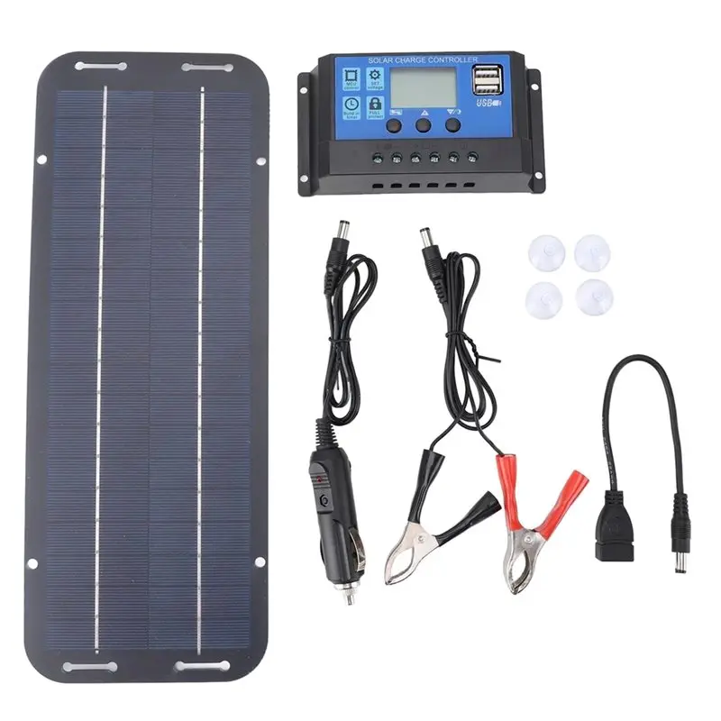 [B24B!】 Waterproof Solar Panel Kit 18V Outdoor Camping Battery Solar Plate With USB For Car For Car RV For Carav