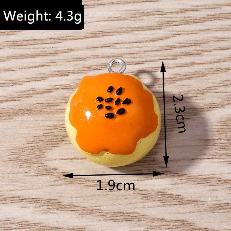 10pcs 19x23mm Cute Food Charms Resin Egg Yolk Pastry Charms Pendants for Jewelry Making Earrings Necklace DIY Crafts Accessories