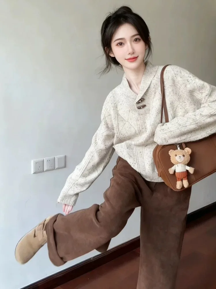 

Korean Sle Women's Knitted Sweater Winter 2025 New Faion Small Collar Inner Wear Thiened Long Sve Warm Pure Color