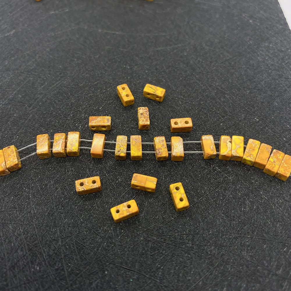 

Геометрические прямоугольные бусины из натурального императорского яшмы с двумя отверстиями, для самостоятельного изготовления украшений, ожерелий, браслетов