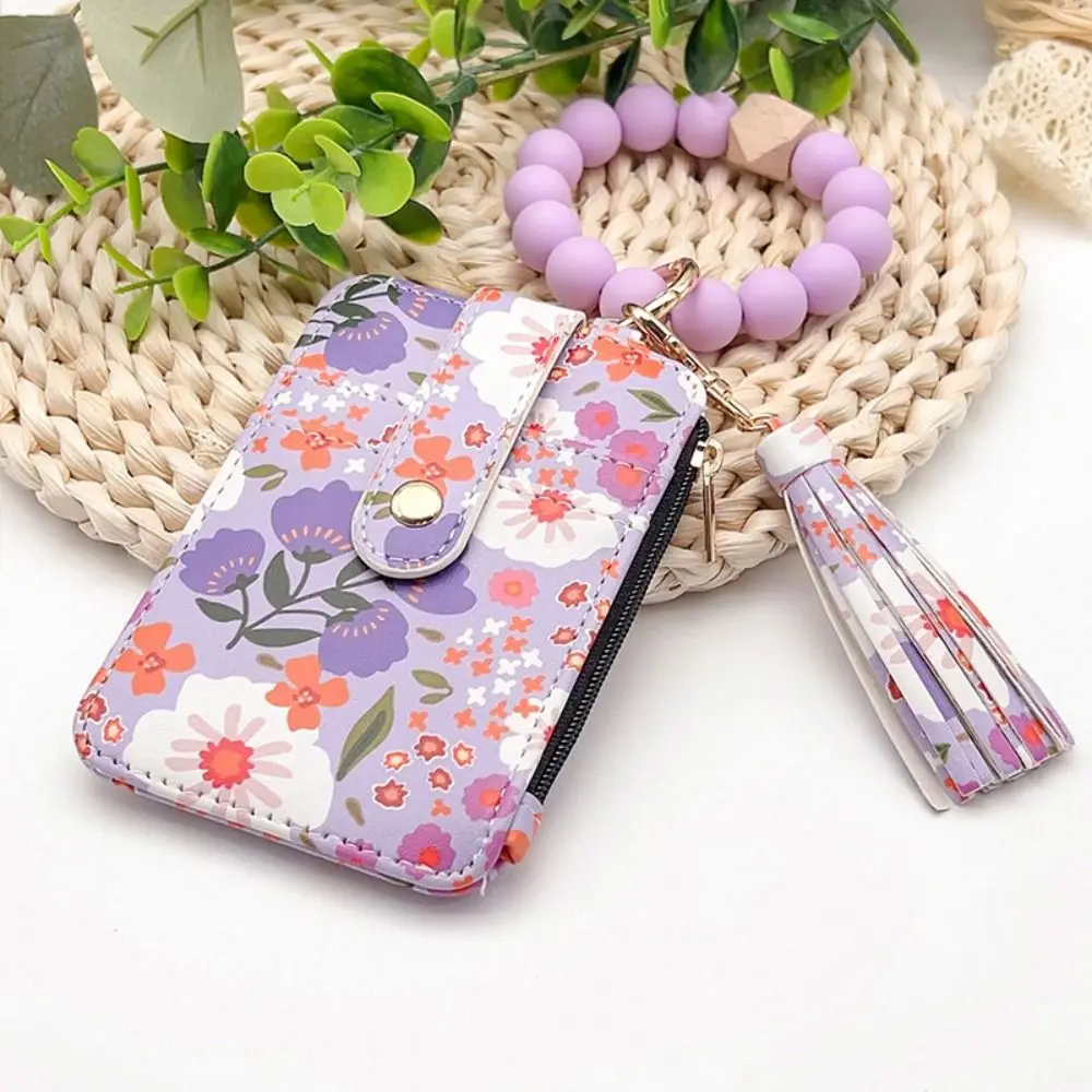 Кошелек из искусственной кожи в стиле бохо с бисером, брелок, многофункциональный портативный брелок с кисточками, кошелек с цветочным узором