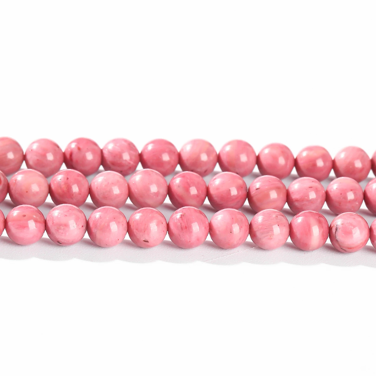 7A الحجر الطبيعي الأحمر الرودونيت حبة الجولة فضفاض خرزة مباعدة 4/6/8/10 مللي متر ل سوار ذاتي الصنع قلادة صنع المجوهرات الإكسسوارات 15"