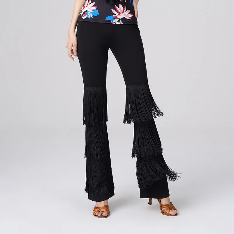 

Women Latin Dance Pants Fringe Ballroom Tassel Samba Performance Costume Tiered Fringed Trousers Party Dresses Evening Dresses