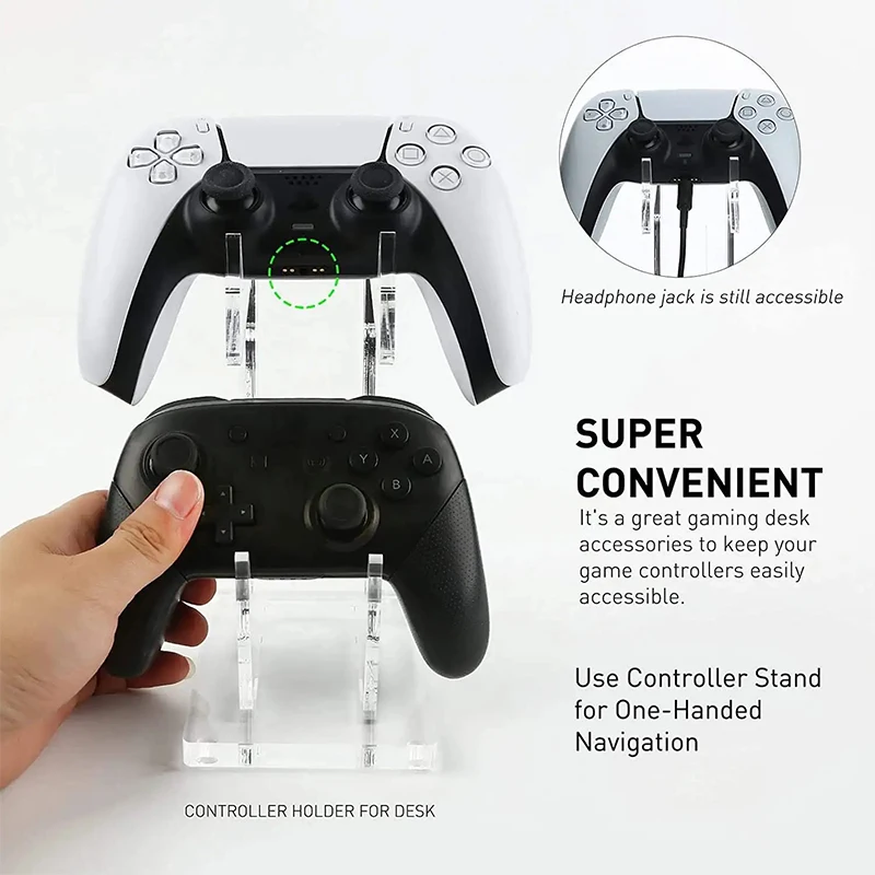 Aolion Universal Dual Controller Stand For PS5 PS4 Desk Controller Transparent Acrylic Holder Gamepad Joystick Mount For Xbox