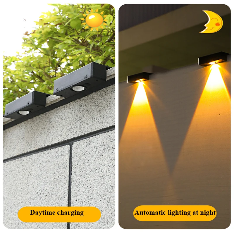 Brighter Solar Fence Lights Solar Lights Outdoor IP65 Waterproof  Solar Powered Lamp for Backyard Railing Wall Step Patio