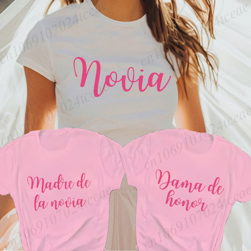 Spanish Girl Team Bride Bridesmaid T-shirt Woman Bachelorette Hen Party T-Shirts Wedding Short Sleeve Tees Single Farewell Tops