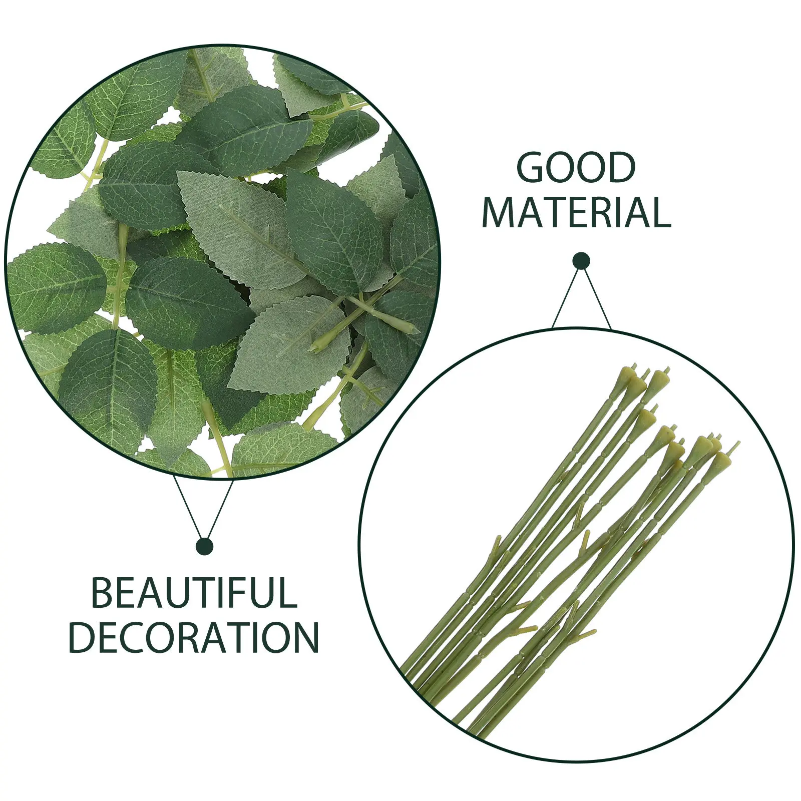 10Pcs High Simulation Rose Stems Floral Wire Leaves for DIY Handmade Floral Arrangement Wedding Corsages Boutonnieres Craft - view 3
