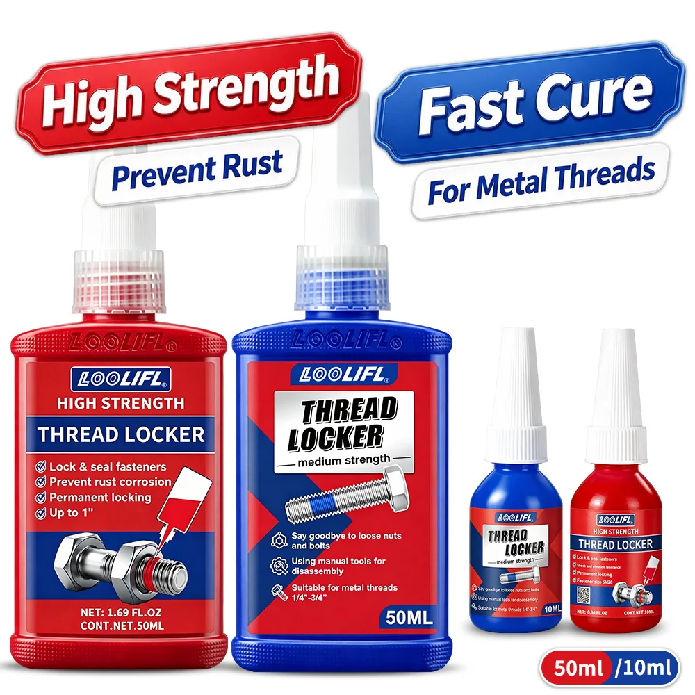 Loolifl Thread Lock, Medium Strength, Suitable for Nuts, Bolts, and Metal, Thread Locking Fasteners and Sealing Fasteners, Stable and Consistent Performance
