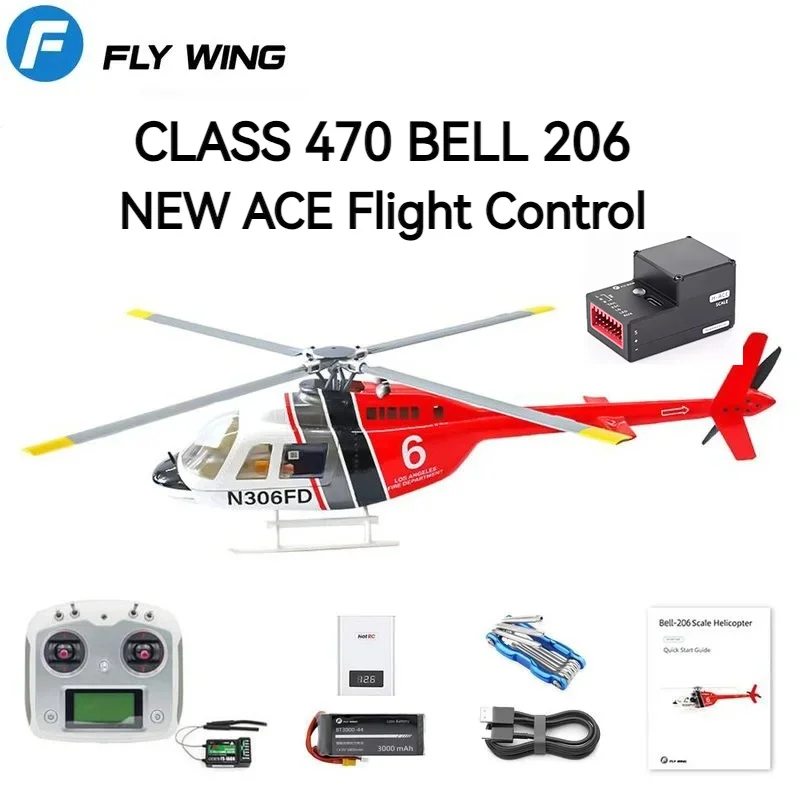 

FLYWING 470-уровневая модель вертолета BELL 206, имитация дистанционного управления, НОВАЯ модель управления полетом ACE, GPS-позиционирование, возврат в один клик