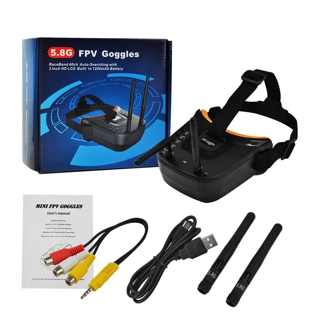 FPV video Glasses 3in 480X320 Built-in 5.8G 40CH receiving dual antenna headwear glasses