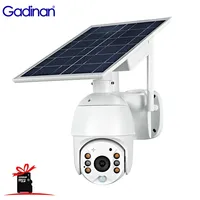 Gadinan 1080P Camera With Solar Panel 128G Card Outdoor Security WiFi 4G PTZ IP Camera Color Night Vision CCTV Wireless Monitor