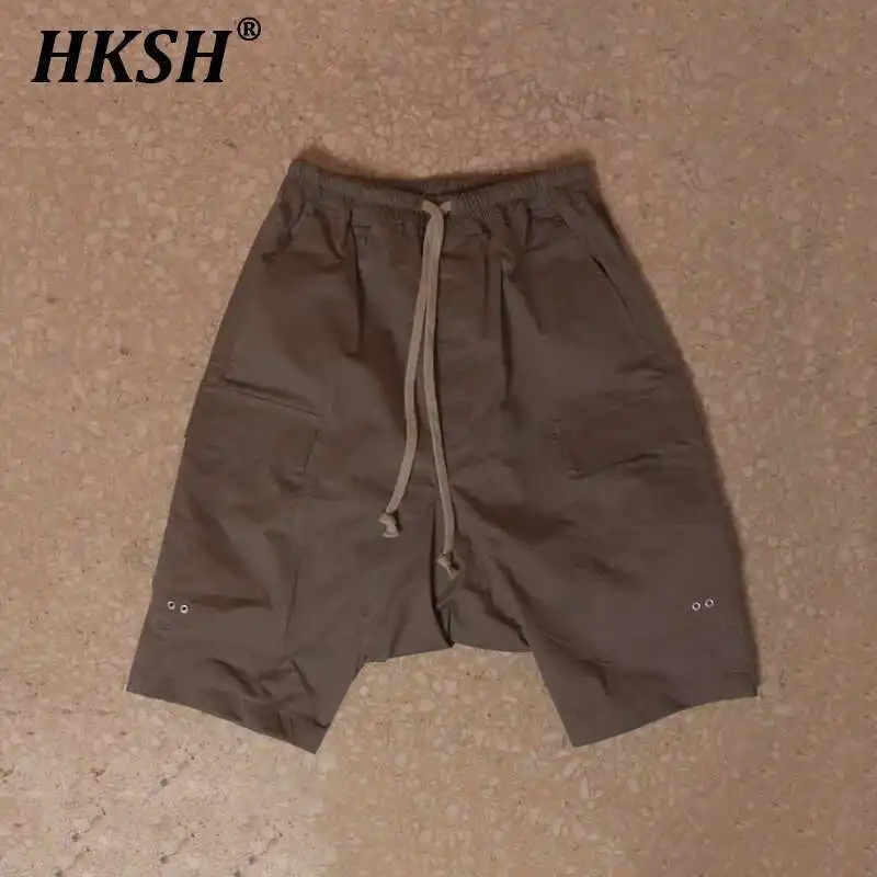 markii HKSH RO Style Workwear Shorts Hanging Crotch Knee Length Pants Тривимірні кишені Модні літні нові пляжні капрі HK1430