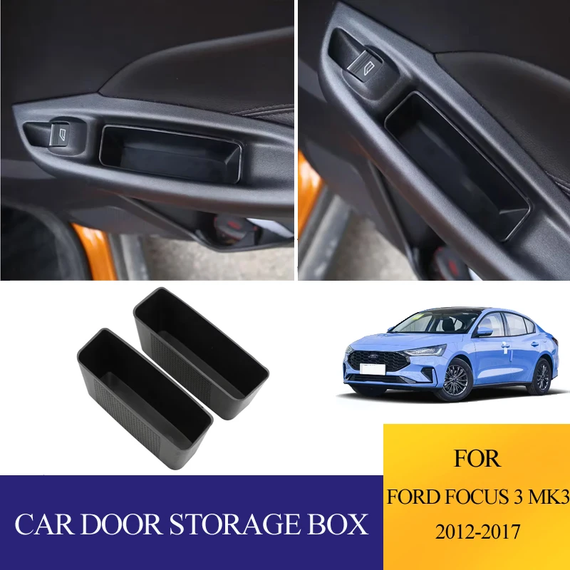 Auto-Hintertür-Armlehnen-Aufbewahrungsbox für Ford Focus 3 MK3 2012–2017, hintere Türgriff, Behälter, Tablett, Gehäuse, Zubehör