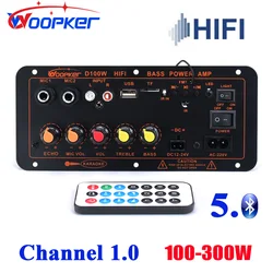 Woopker D100W Digital Amplifier Board Subwoofer Dual Microphone Bluetooth 5.0 AMP 100-300W 220V 12V-24V