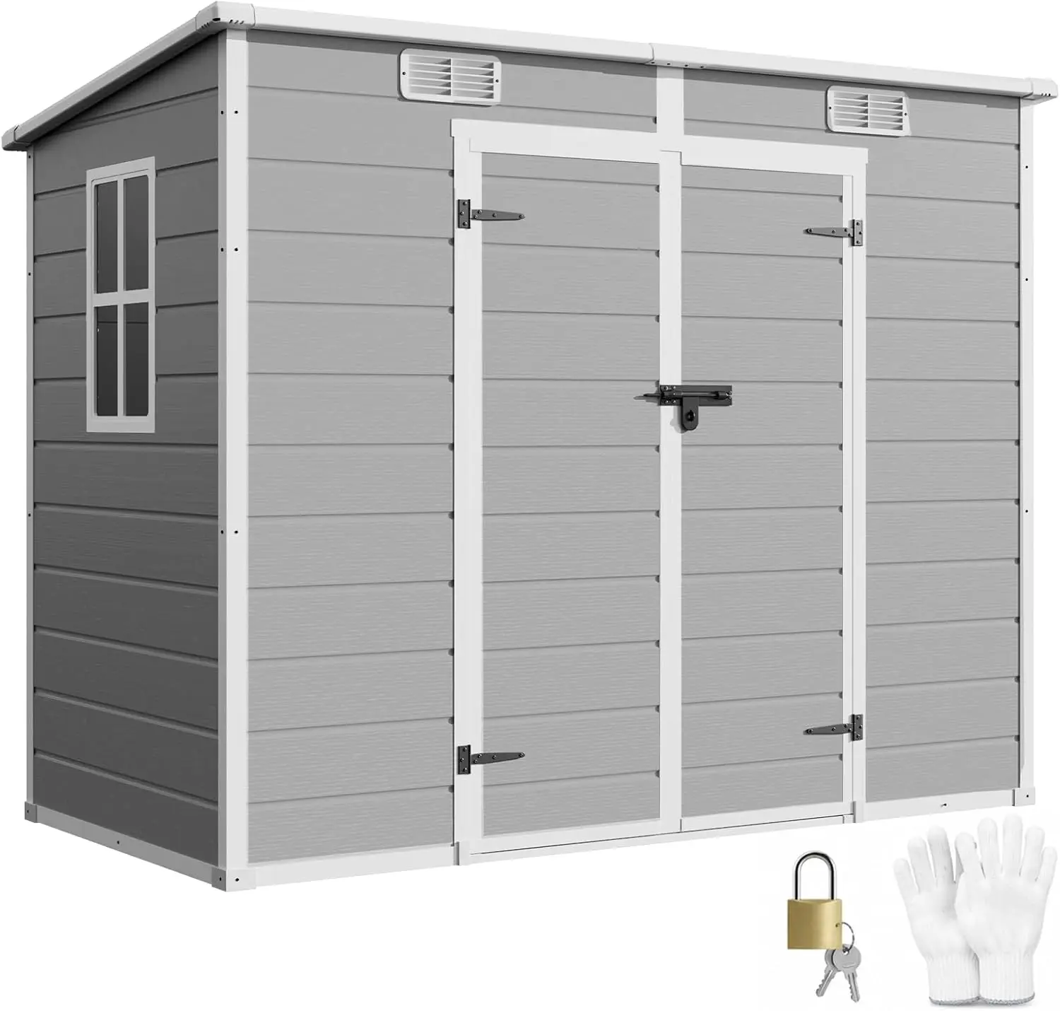 8x4 FT Resin Storage Shed Floor Window Vents